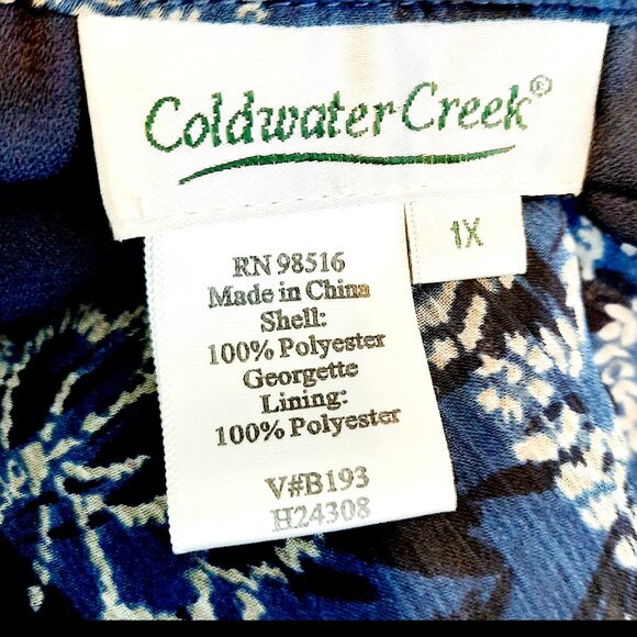 Coldwater Creek Plus Size 1x Blue Sheer Flowy Ruffled Elegant Summer Party Skirt - Picture 6 of 9